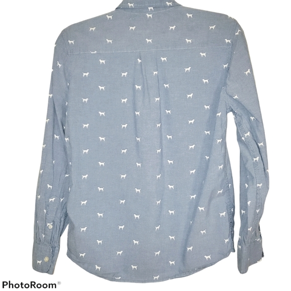 J. Khaki Youth Long Sleeve Button Up - Blue w/ Embroidered Dogs 163 - Picture 2 of 6